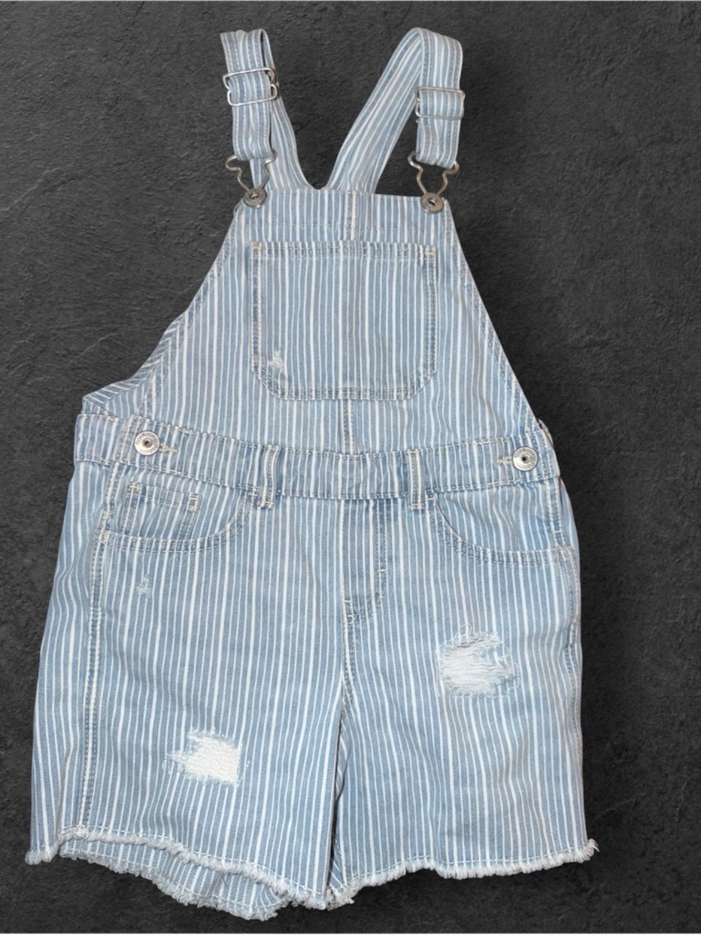 OshKosh B’gosh Striped Denim Short Overalls Size 6/6X